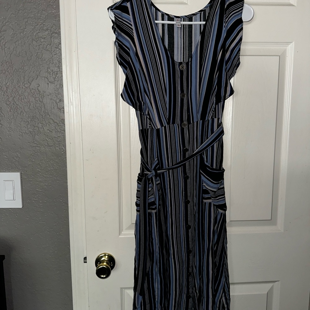 black and blue striped xhilaration dress, medium